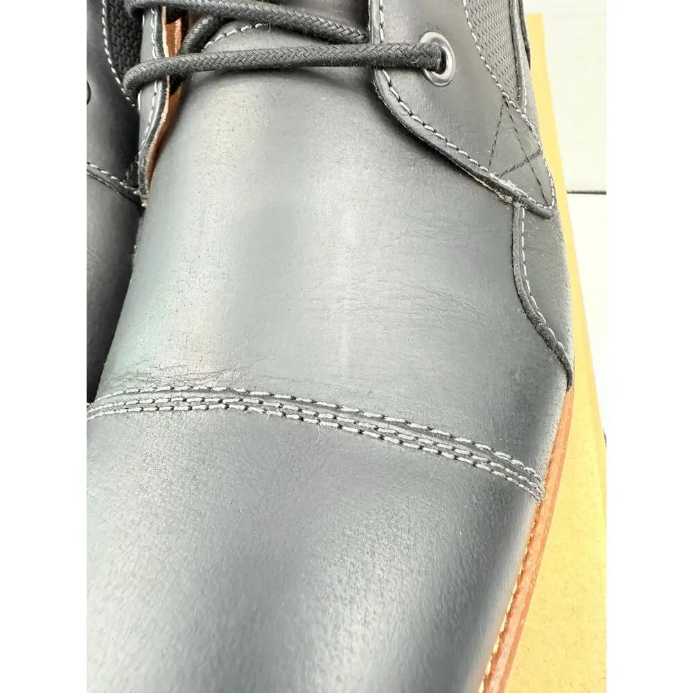 Steve Madden Jotting Mens Size 11.5 Black Leather Cap Toe Ankle Boots‎ Zipper